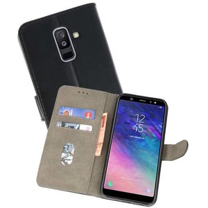 Hoesje Geschikt voor Samsung Galaxy A6 Plus 2018 - Kaarthouder Book Case Telefoonhoesje - Zwart