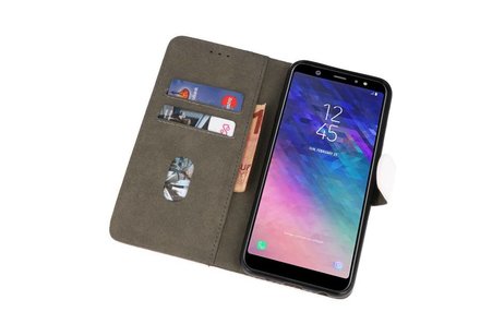 BAOHU Hoesje Geschikt voor Samsung Galaxy A6 Plus 2018 - Kaarthouder Book Case Telefoonhoesje - Wit