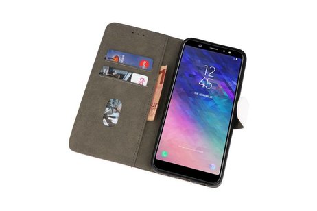 Samsung Galaxy A6 Plus 2018 Hoesje Kaarthouder Book Case Telefoonhoesje Wit