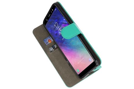 Hoesje Geschikt voor Samsung Galaxy A6 Plus 2018 - Kaarthouder Book Case Telefoonhoesje - Groen