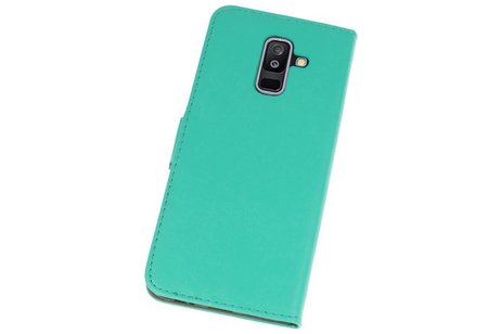 Hoesje Geschikt voor Samsung Galaxy A6 Plus 2018 - Kaarthouder Book Case Telefoonhoesje - Groen