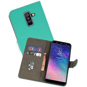 Hoesje Geschikt voor Samsung Galaxy A6 Plus 2018 - Kaarthouder Book Case Telefoonhoesje - Groen