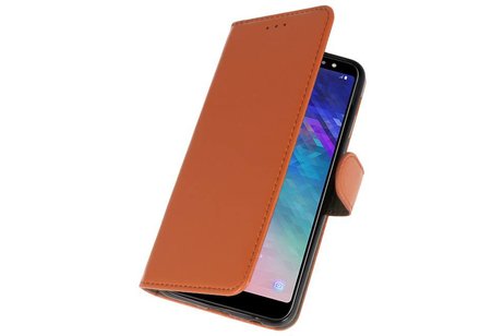 BAOHU Hoesje Geschikt voor Samsung Galaxy A6 Plus 2018 - Kaarthouder Book Case Telefoonhoesje - Bruin