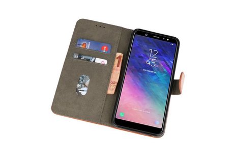 Samsung Galaxy A6 Plus 2018 Hoesje Kaarthouder Book Case Telefoonhoesje Bruin