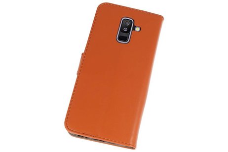 BAOHU Hoesje Geschikt voor Samsung Galaxy A6 Plus 2018 - Kaarthouder Book Case Telefoonhoesje - Bruin