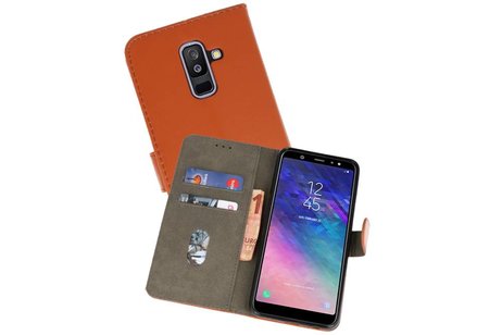 Samsung Galaxy A6 Plus 2018 Hoesje Kaarthouder Book Case Telefoonhoesje Bruin