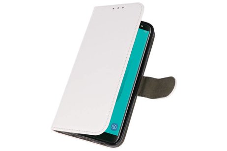 BAOHU Hoesje Geschikt voor Samsung Galaxy J6 2018 - Kaarthouder Book Case Telefoonhoesje - Wit