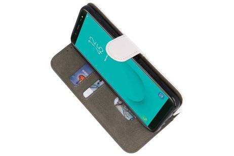 BAOHU Hoesje Geschikt voor Samsung Galaxy J6 2018 - Kaarthouder Book Case Telefoonhoesje - Wit