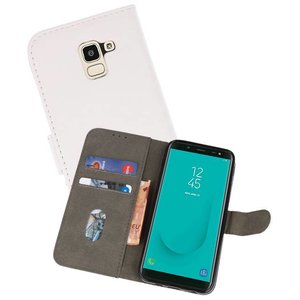 BAOHU Hoesje Geschikt voor Samsung Galaxy J6 2018 - Kaarthouder Book Case Telefoonhoesje - Wit