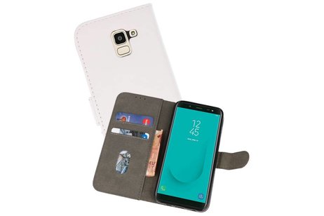 BAOHU Hoesje Geschikt voor Samsung Galaxy J6 2018 - Kaarthouder Book Case Telefoonhoesje - Wit