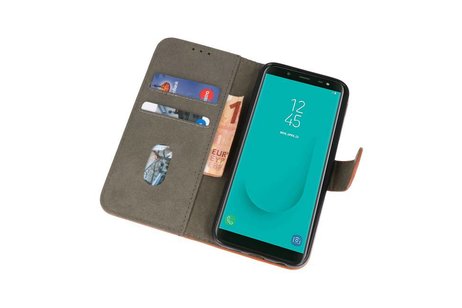 BAOHU Hoesje Geschikt voor Samsung Galaxy J6 2018 - Kaarthouder Book Case Telefoonhoesje - Bruin