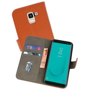BAOHU Hoesje Geschikt voor Samsung Galaxy J6 2018 - Kaarthouder Book Case Telefoonhoesje - Bruin