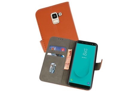 Samsung Galaxy J6 2018 Hoesje Kaarthouder Book Case Telefoonhoesje Bruin