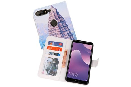 BAOHU Temple 1 Bookstyle Hoesje Geschikt voor Huawei Y7 2018