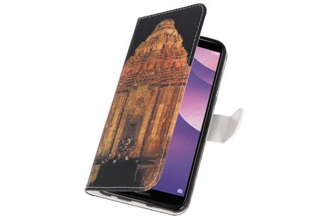 Temple 2 Bookstyle Hoesje Geschikt voor Huawei Y7 2018