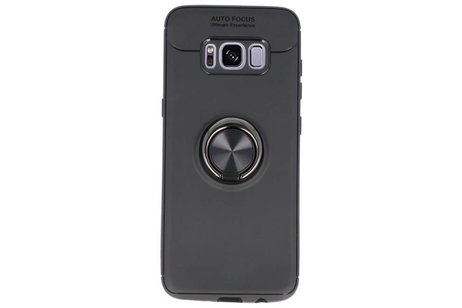 BAOHU Softcase Telefoonhoesje - Geschikt voor Samsung Galaxy S8 Hoesje met Ring Houder Zwart