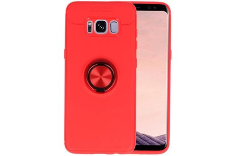 BAOHU Softcase Telefoonhoesje - Geschikt voor Samsung Galaxy S8 Hoesje met Ring Houder Rood