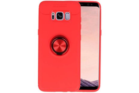 Softcase voor Galaxy S8 Hoesje met Ring Houder Rood