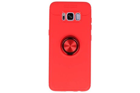 Softcase voor Galaxy S8 Hoesje met Ring Houder Rood