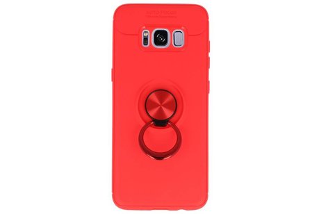 BAOHU Softcase Telefoonhoesje - Geschikt voor Samsung Galaxy S8 Hoesje met Ring Houder Rood