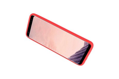BAOHU Softcase Telefoonhoesje - Geschikt voor Samsung Galaxy S8 Hoesje met Ring Houder Rood