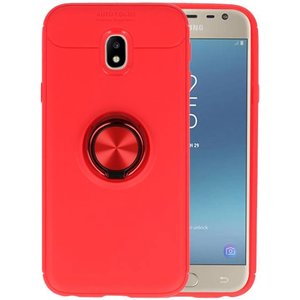 Softcase voor Galaxy J3 2017 Hoesje met Ring Houder Rood