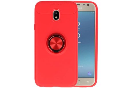 Softcase voor Galaxy J3 2017 Hoesje met Ring Houder Rood