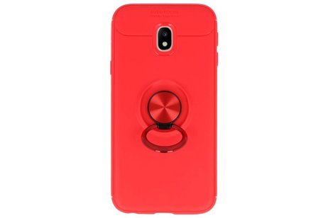 BAOHU Softcase Telefoonhoesje - Geschikt voor Samsung Galaxy J3 2017 Hoesje met Ring Houder Rood
