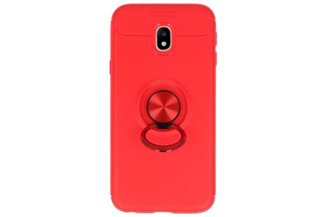 Softcase voor Galaxy J3 2017 Hoesje met Ring Houder Rood