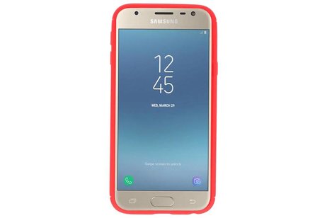 Softcase voor Galaxy J3 2017 Hoesje met Ring Houder Rood