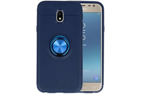 BAOHU Softcase Telefoonhoesje - Geschikt voor Samsung Galaxy J3 2017 Hoesje met Ring Houder Navy