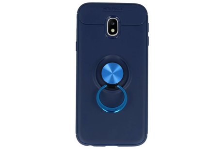 BAOHU Softcase Telefoonhoesje - Geschikt voor Samsung Galaxy J3 2017 Hoesje met Ring Houder Navy