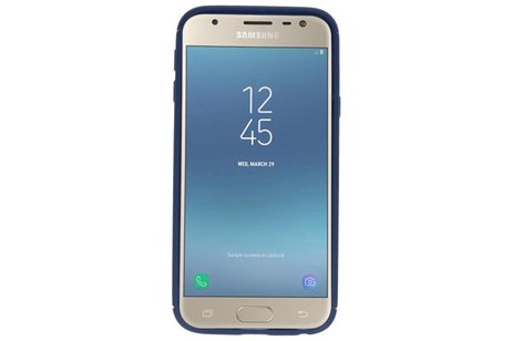 BAOHU Softcase Telefoonhoesje - Geschikt voor Samsung Galaxy J3 2017 Hoesje met Ring Houder Navy