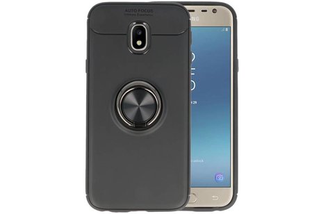 BAOHU Softcase Telefoonhoesje - Geschikt voor Samsung Galaxy J3 2017 Hoesje met Ring Houder Zwart