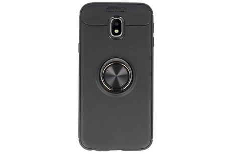 BAOHU Softcase Telefoonhoesje - Geschikt voor Samsung Galaxy J3 2017 Hoesje met Ring Houder Zwart