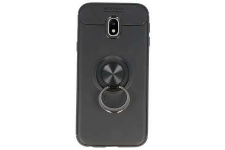 BAOHU Softcase Telefoonhoesje - Geschikt voor Samsung Galaxy J3 2017 Hoesje met Ring Houder Zwart