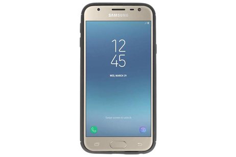 BAOHU Softcase Telefoonhoesje - Geschikt voor Samsung Galaxy J3 2017 Hoesje met Ring Houder Zwart