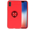 Softcase voor iPhone X Hoesje met Ring Houder Rood