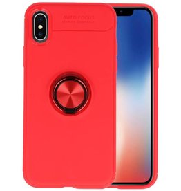 BAOHU Softcase voor iPhone X Hoesje met Ring Houder Rood