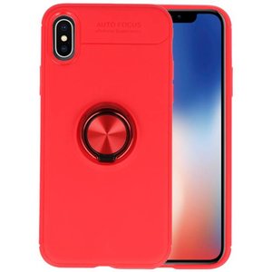 BAOHU Softcase Telefoonhoesje - Geschikt voor iPhone X Hoesje met Ring Houder Rood