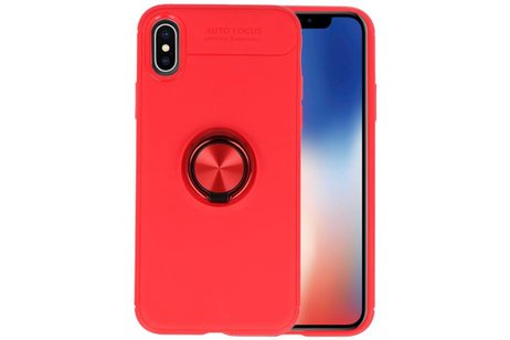BAOHU Softcase Telefoonhoesje - Geschikt voor iPhone X Hoesje met Ring Houder Rood