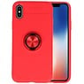 Softcase voor iPhone X Hoesje met Ring Houder Rood