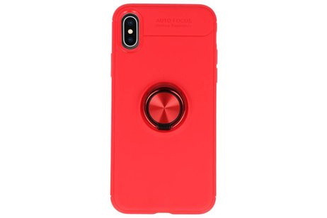 Softcase voor iPhone X Hoesje met Ring Houder Rood