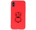 BAOHU Softcase Telefoonhoesje - Geschikt voor iPhone X Hoesje met Ring Houder Rood