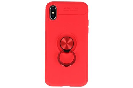 Softcase voor iPhone X Hoesje met Ring Houder Rood