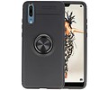 BAOHU Softcase Telefoonhoesje - Geschikt voor Huawei P20 Hoesje met Ring Houder Zwart