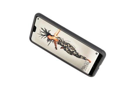 BAOHU Softcase Telefoonhoesje - Geschikt voor Huawei P20 Hoesje met Ring Houder Zwart