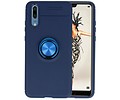 BAOHU Softcase Telefoonhoesje - Geschikt voor Huawei P20 Hoesje met Ring Houder Navy