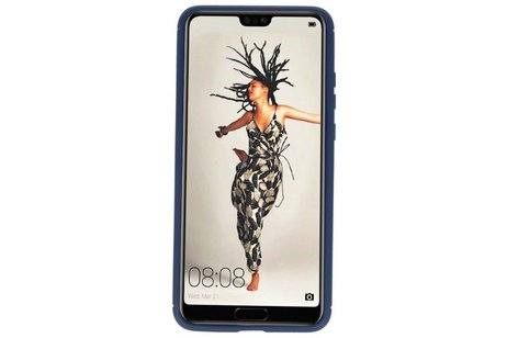 BAOHU Softcase Telefoonhoesje - Geschikt voor Huawei P20 Hoesje met Ring Houder Navy