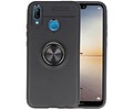 BAOHU Softcase Telefoonhoesje - Geschikt voor Huawei P20 Lite Hoesje met Ring Houder Zwart